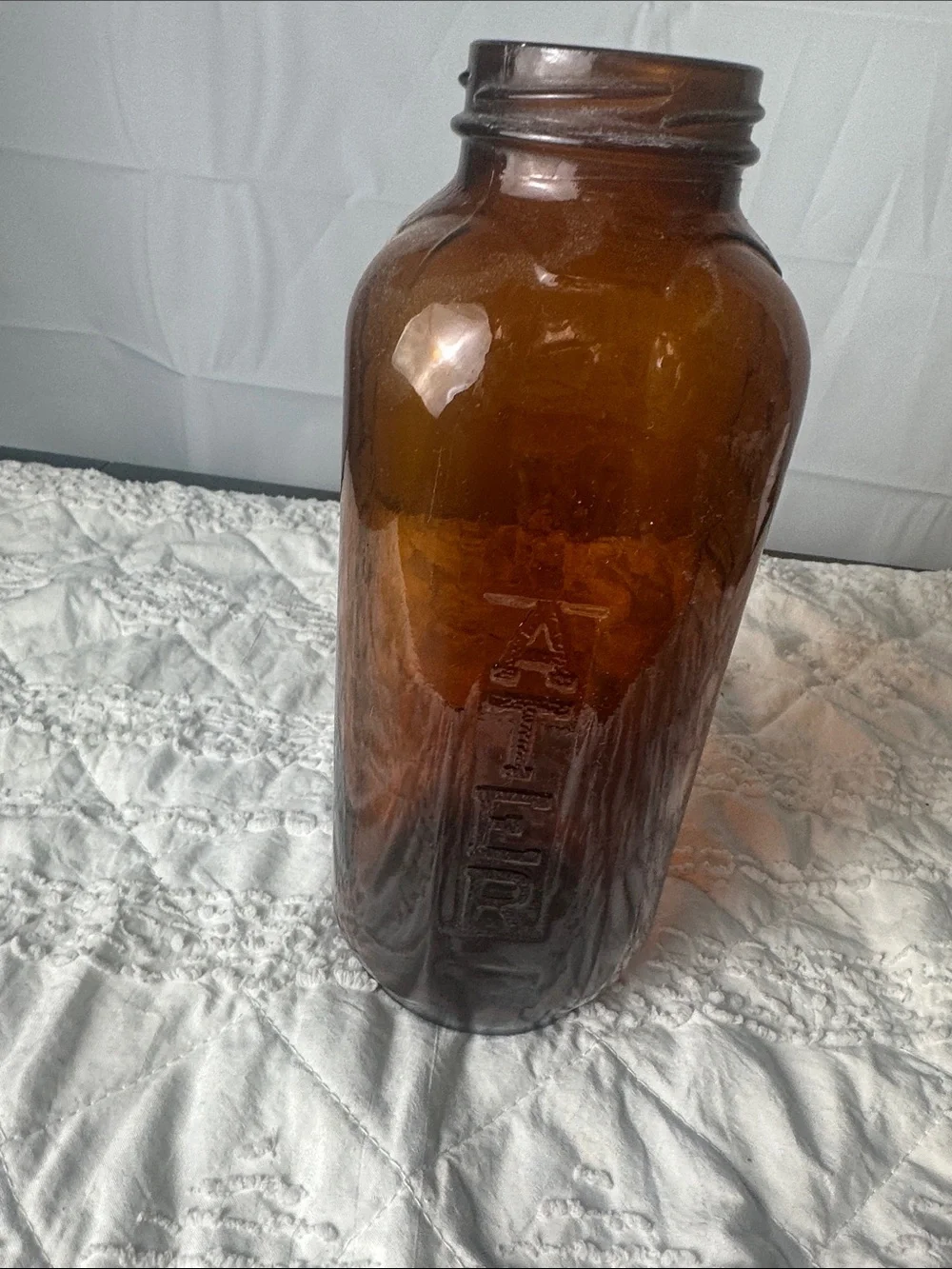 vintage amber water bottle